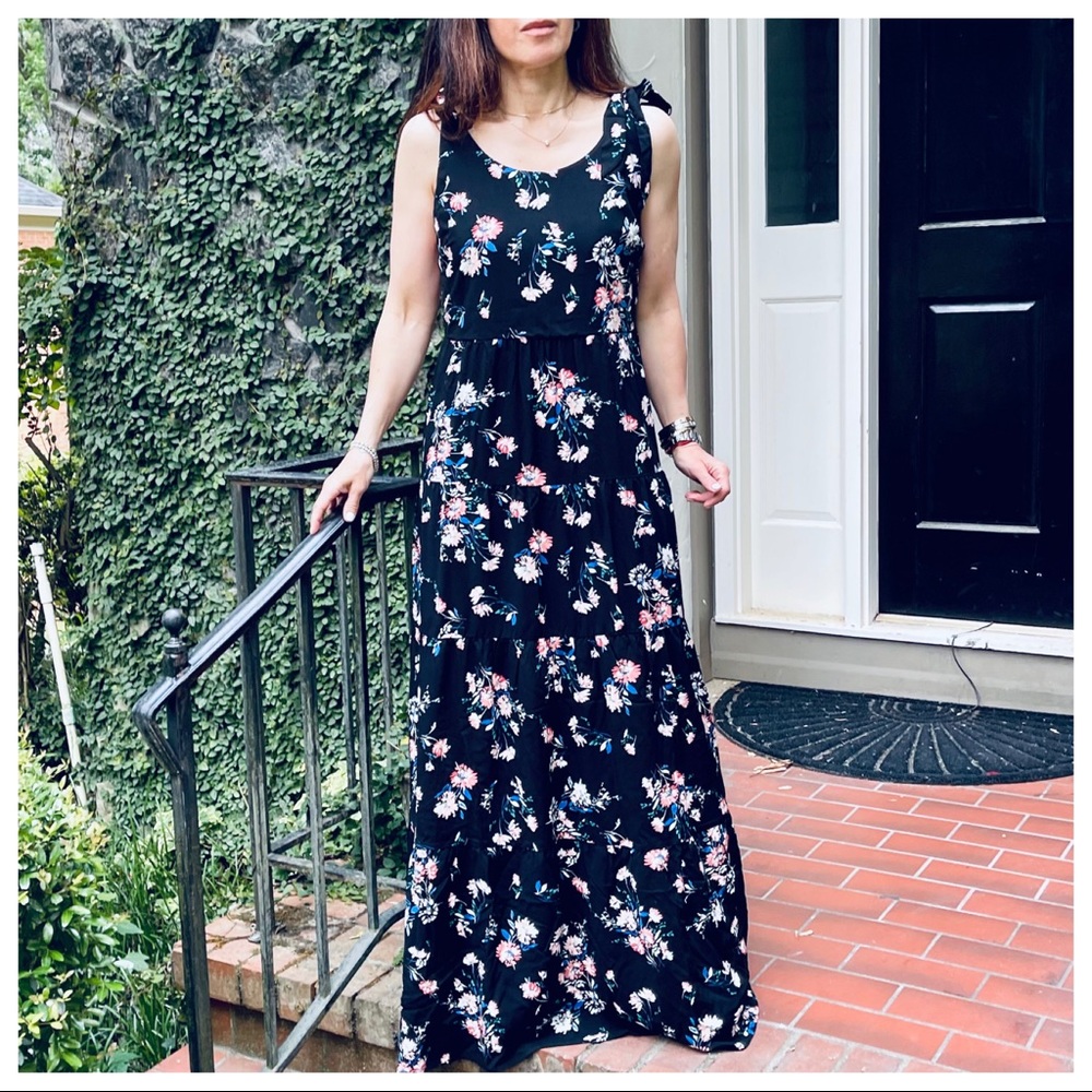 #08 Boho chic long maxi tiered floral dress - Picture 5 of 5